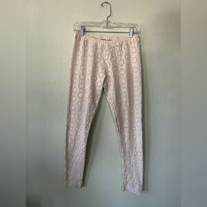 Johnny Was Stretch Cotton Embroidered Eyelet Leggings in Pink Women’s Size XS